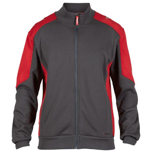 Engel Sweat Cardigan mit Kragen, Größe: L, Farbe: Anthrazitgrau/Tomato Red 8830-233-79757  