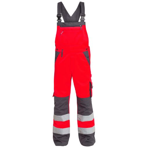 Engel Latzhose mit Reflexstreifen, Größe: 66, Farbe: Rot/Grau 3501-775-4725  