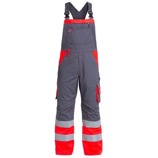 Engel Latzhose mit  Reflexionstreifen, Größe: 114, Farbe: Grau/Rot 3515-785-2547  